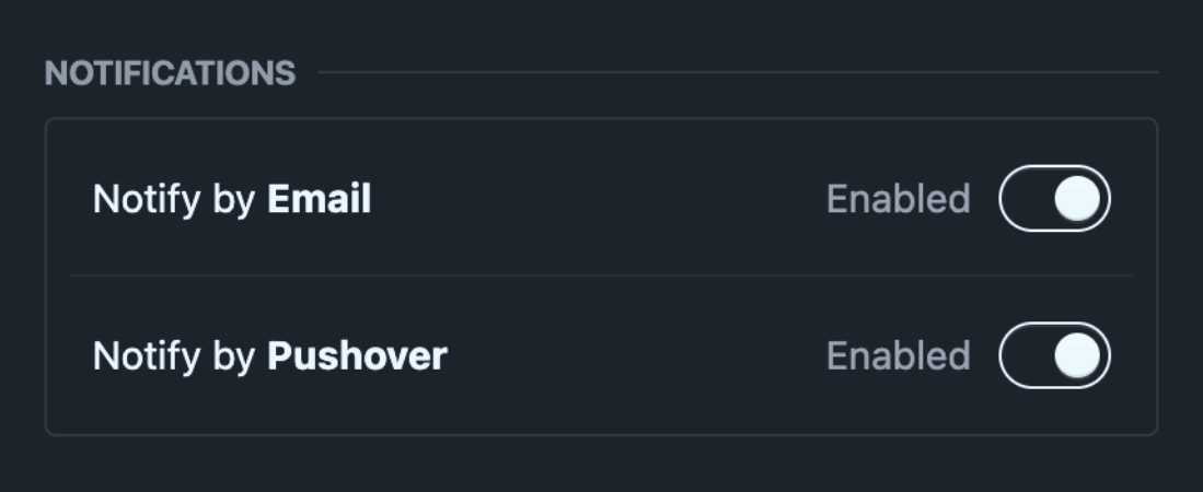 screenshot showing monitor notification settings